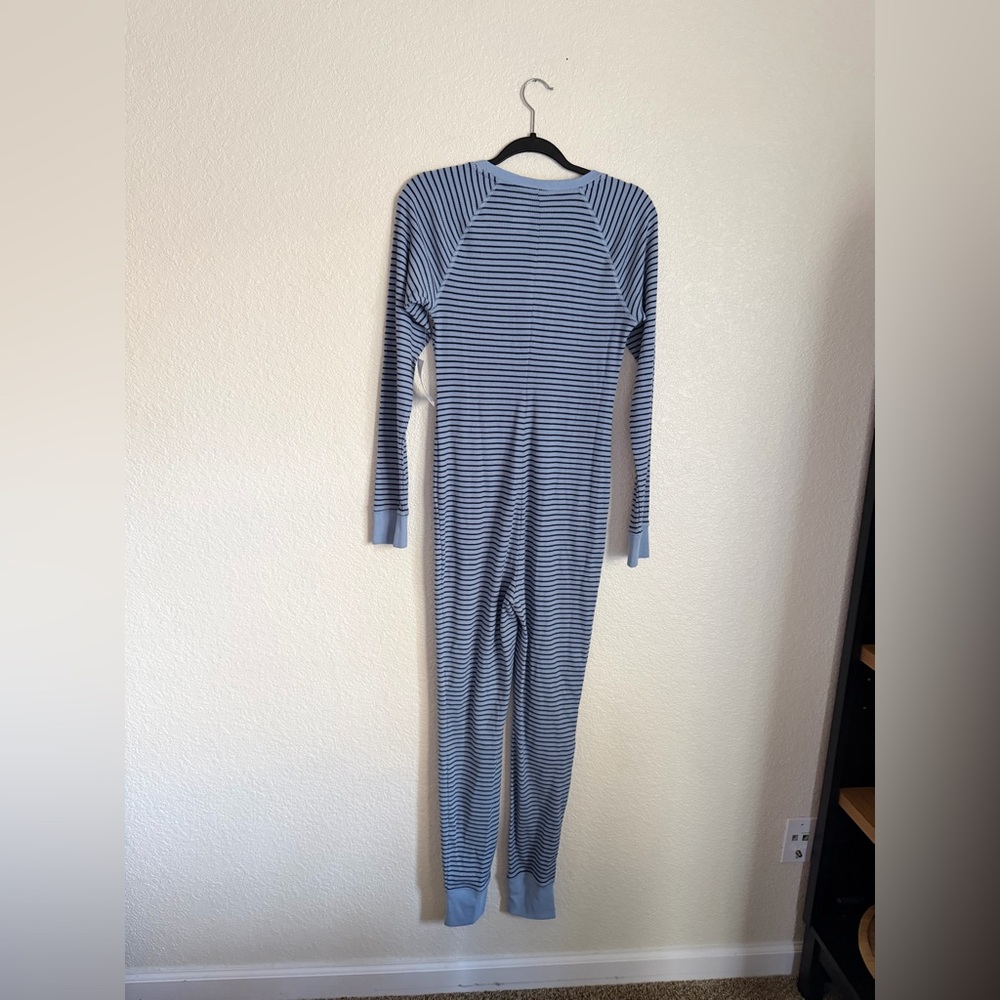 Jockey Women's Loungewear Waffle Union Suit Pajamas S Blue Stripe NEW - Picture 3 of 9